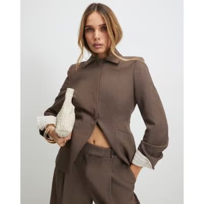 Brown Tailored Shacket