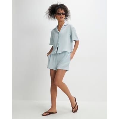 Blue Textured Shorts