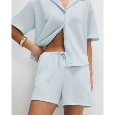 Blue Textured Shorts