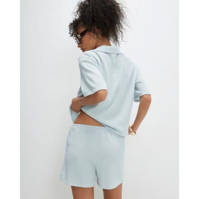Blue Textured Shorts