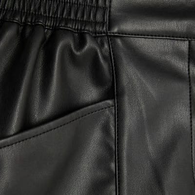 Black Faux Leather Elasticated Shorts