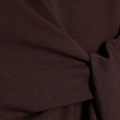 Brown Premium Short Sleeve Knot Midi Dress