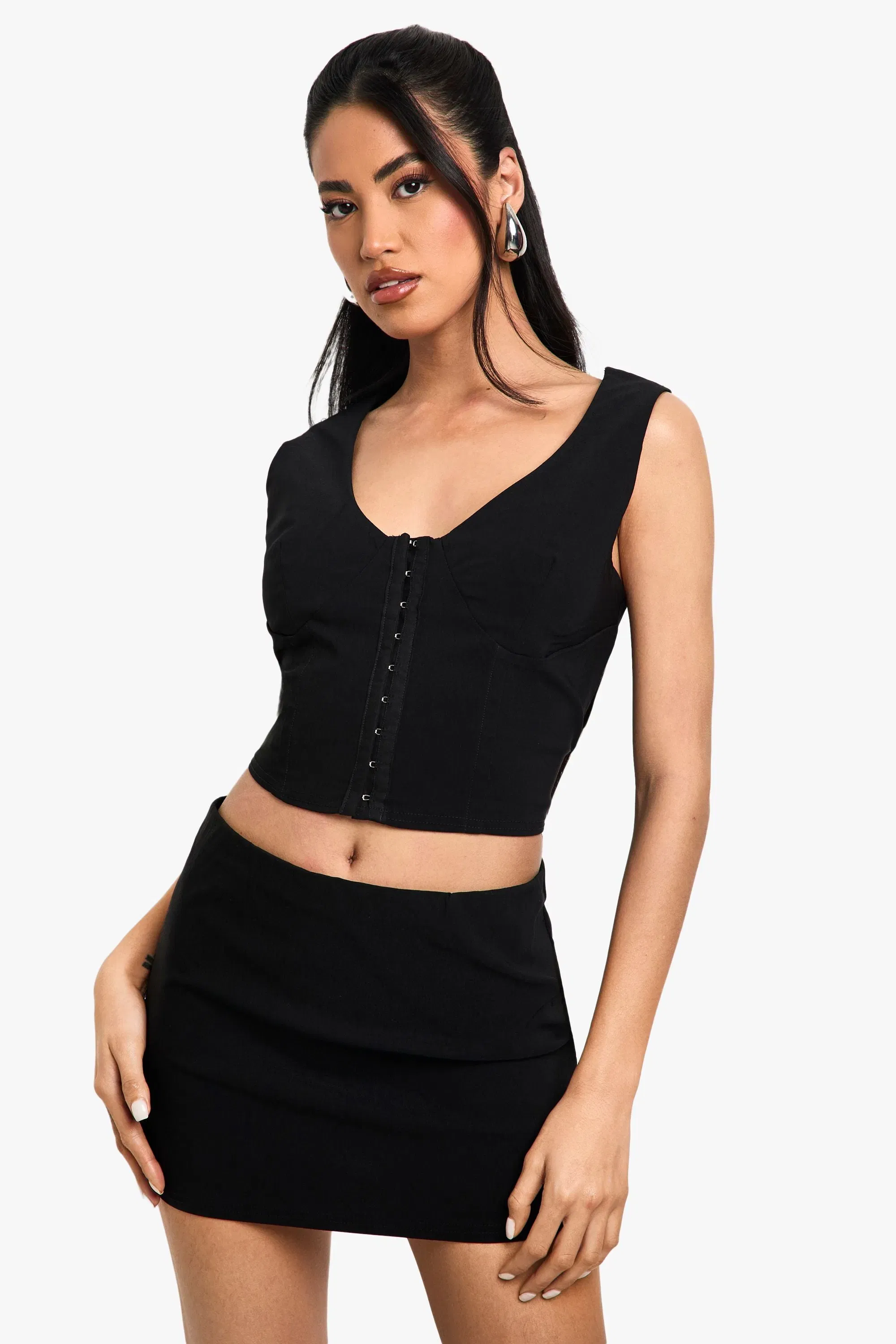 Bengaline Hook and eye Bust Detail Corset