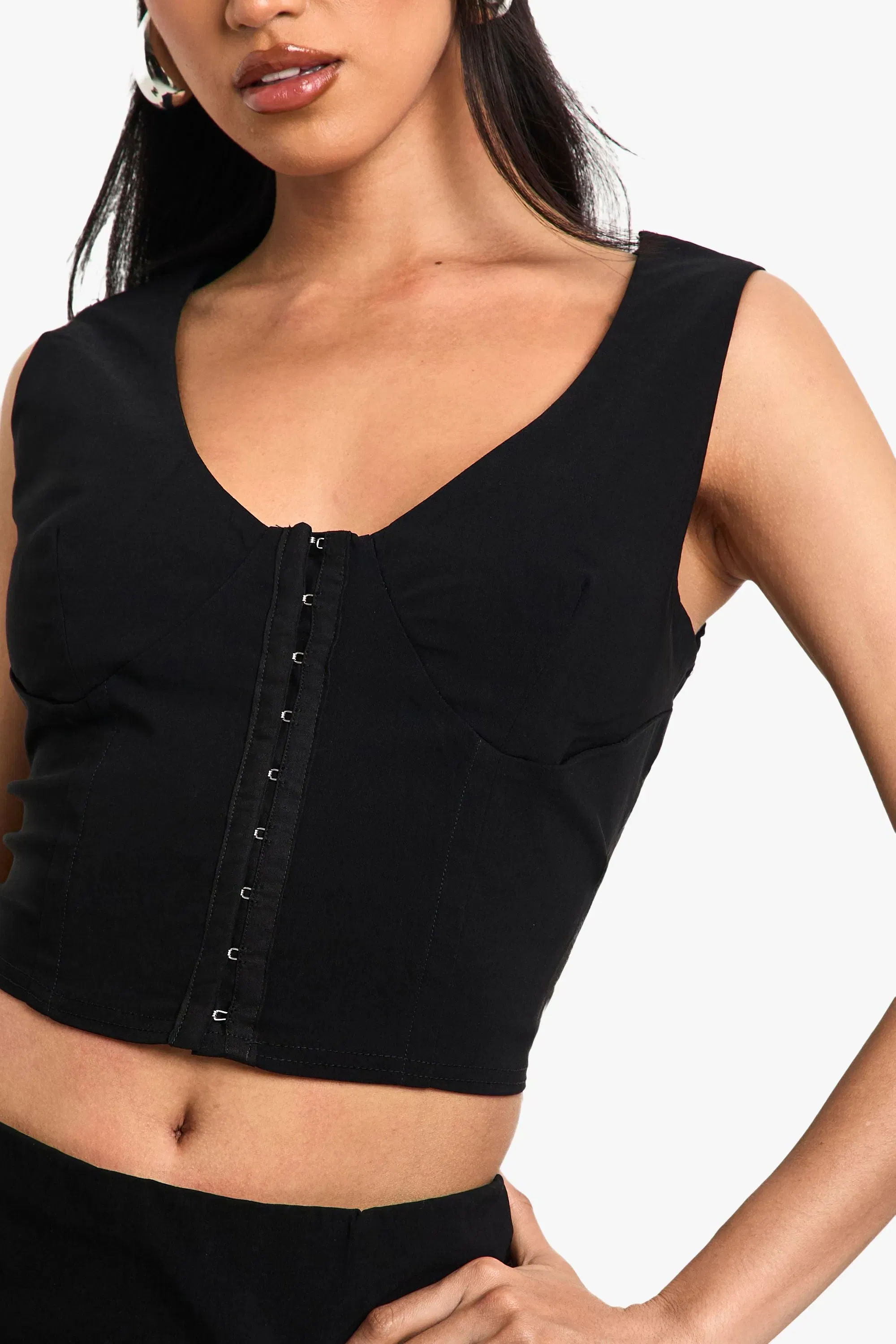Bengaline Hook and eye Bust Detail Corset