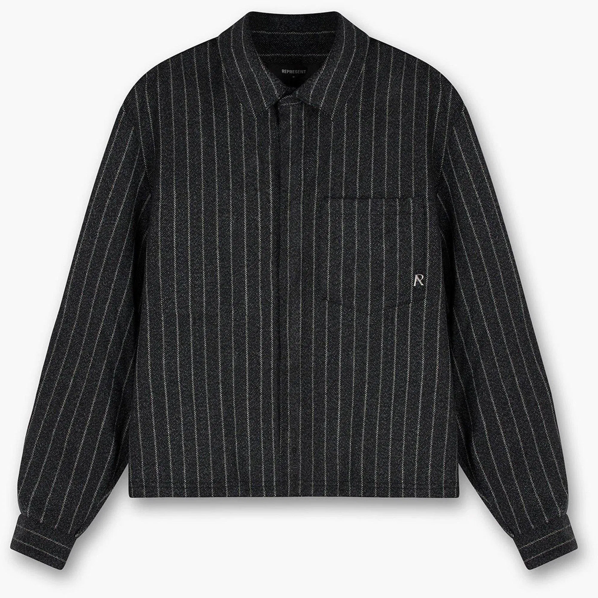 Cropped Wool Long Sleeve Oversized Fit Overshirt