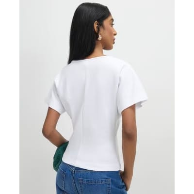 White Twist Front Top