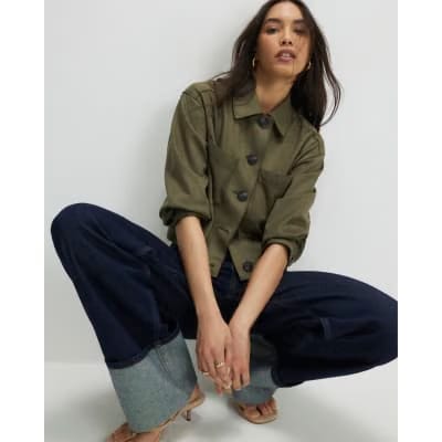 Khaki Faux Suede Overshirt
