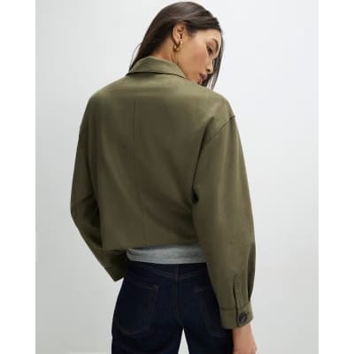 Khaki Faux Suede Overshirt
