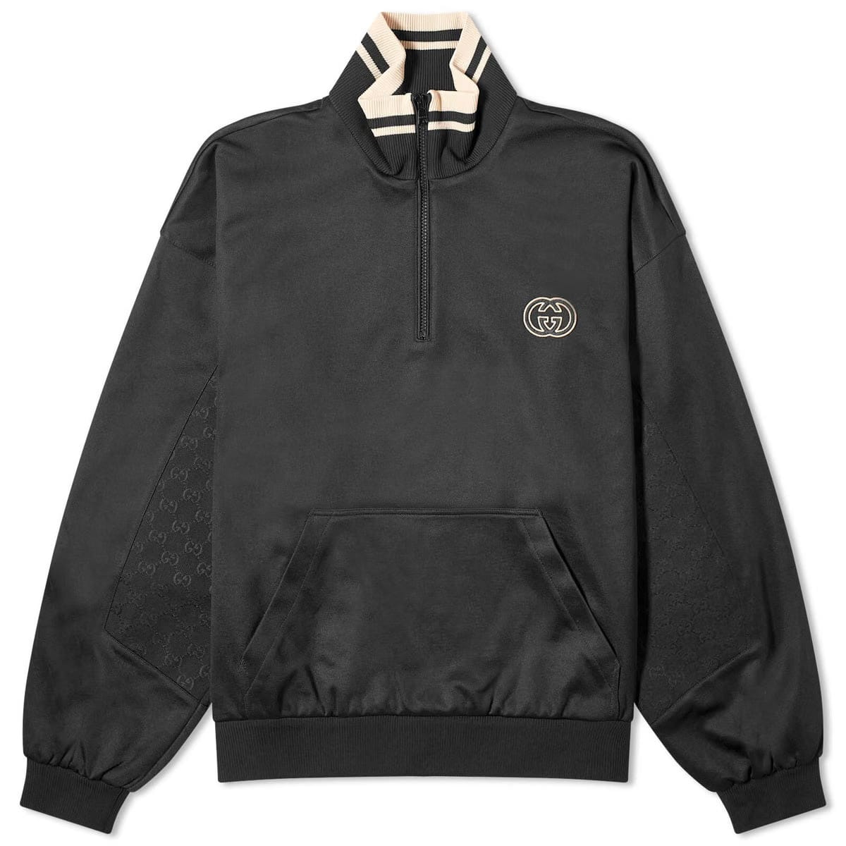 Gucci Men's Interlocking Logo Half Zip Sweat in Black