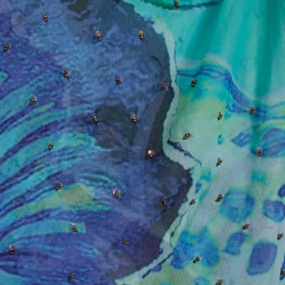 Blue Orchid Print Maxi Beach Skirt
