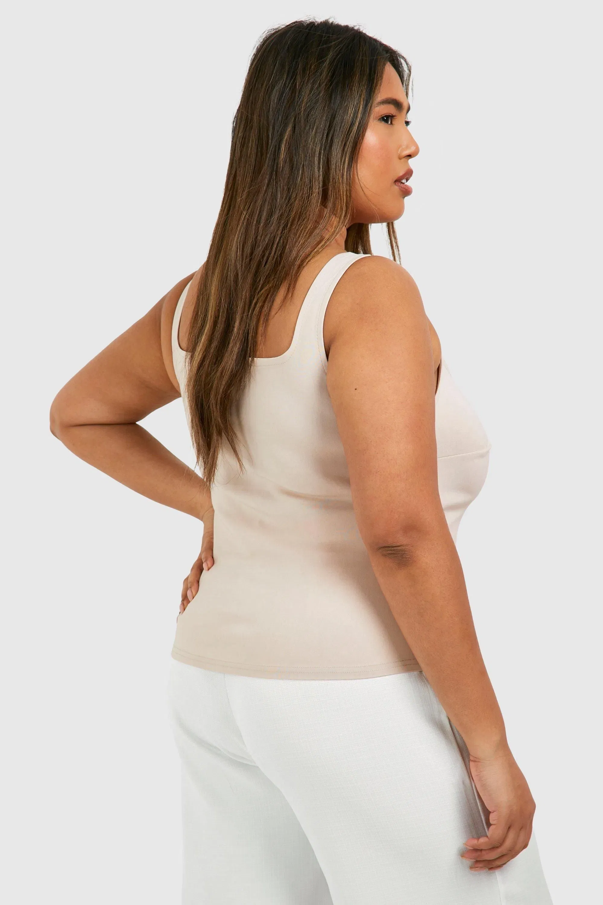 Plus Square Neck Hook And Eye Corset Top