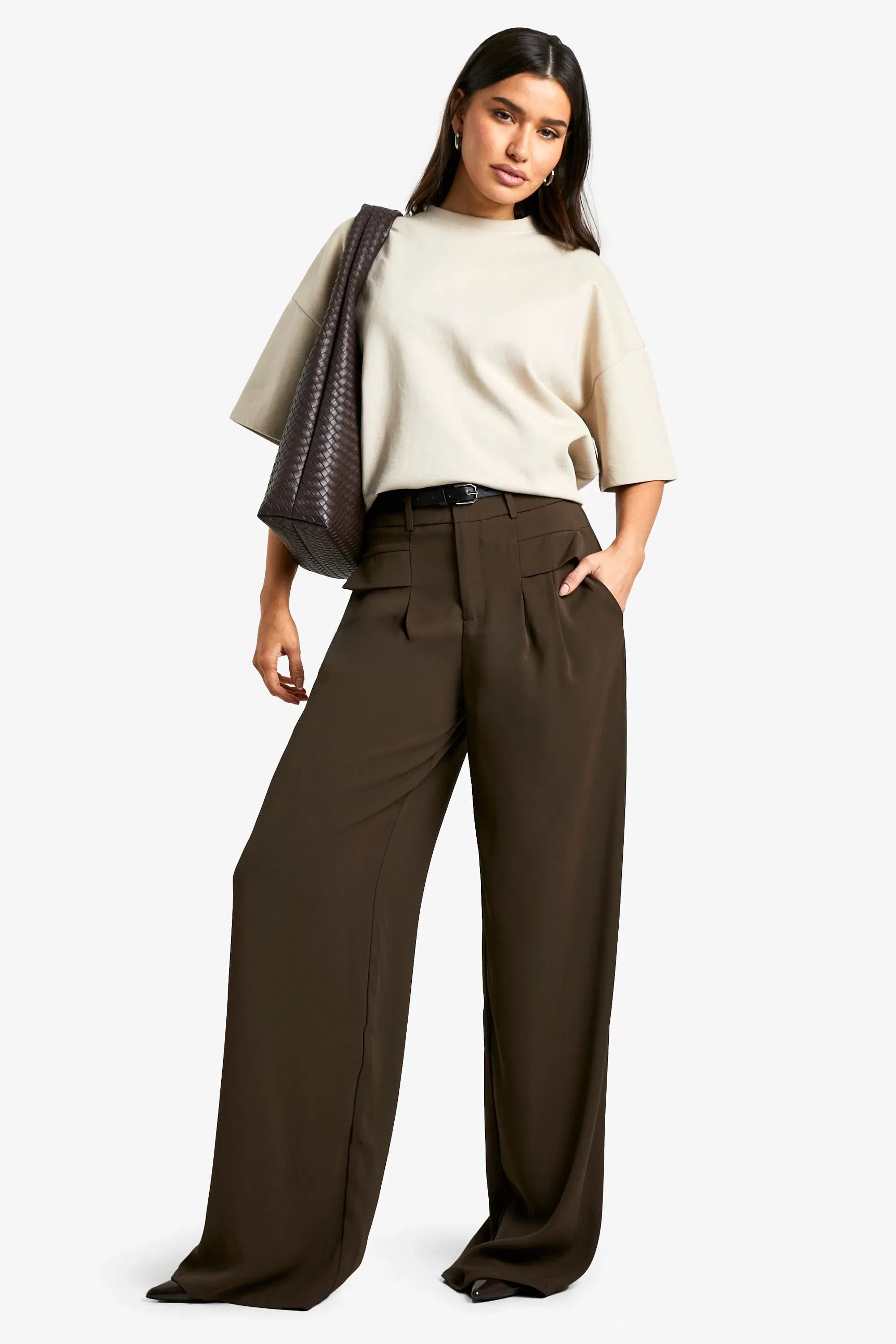Tall Fluid Belted Wide Leg Trousers