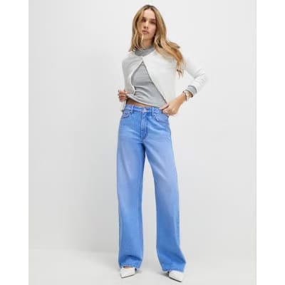 Blue Relaxed Straight Leg Jeans