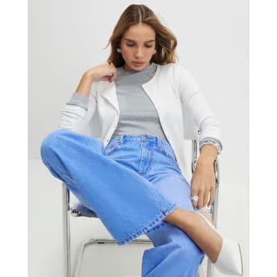 Blue Relaxed Straight Leg Jeans