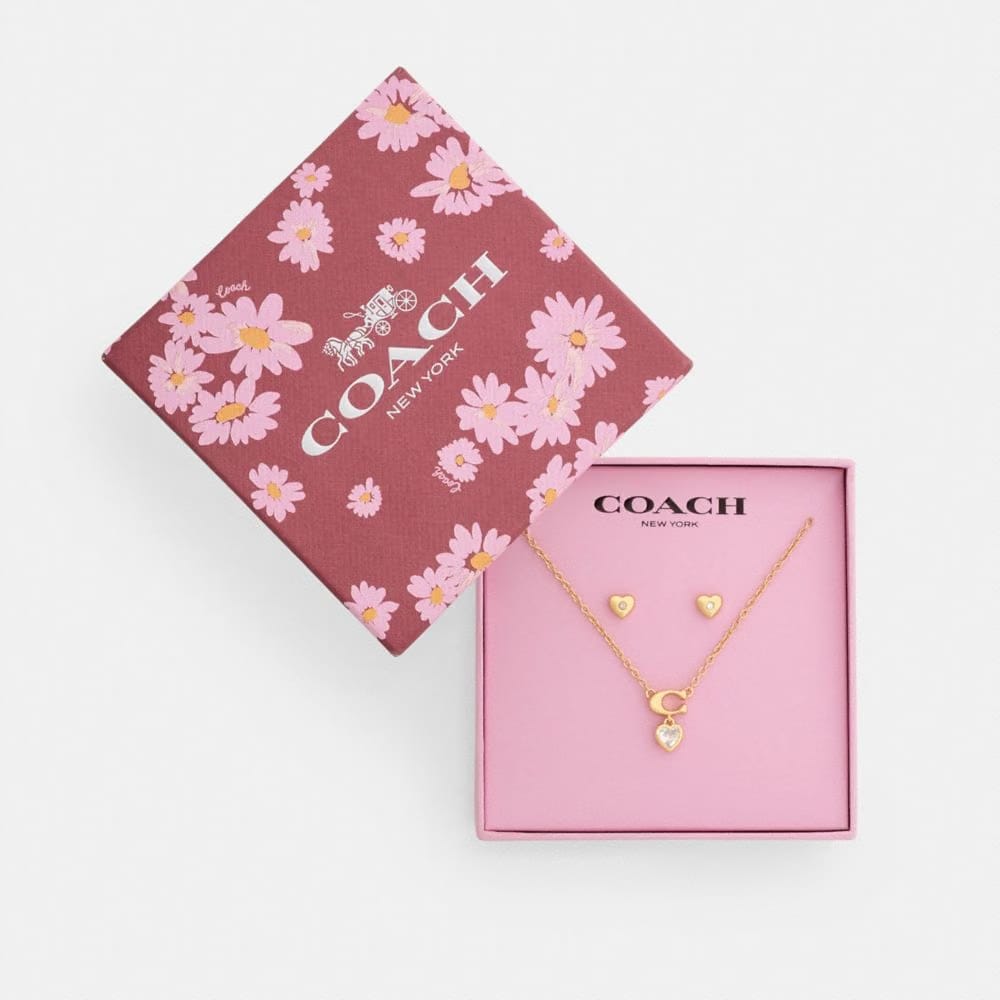 Signature Heart Pendant Necklace And Earrings Set