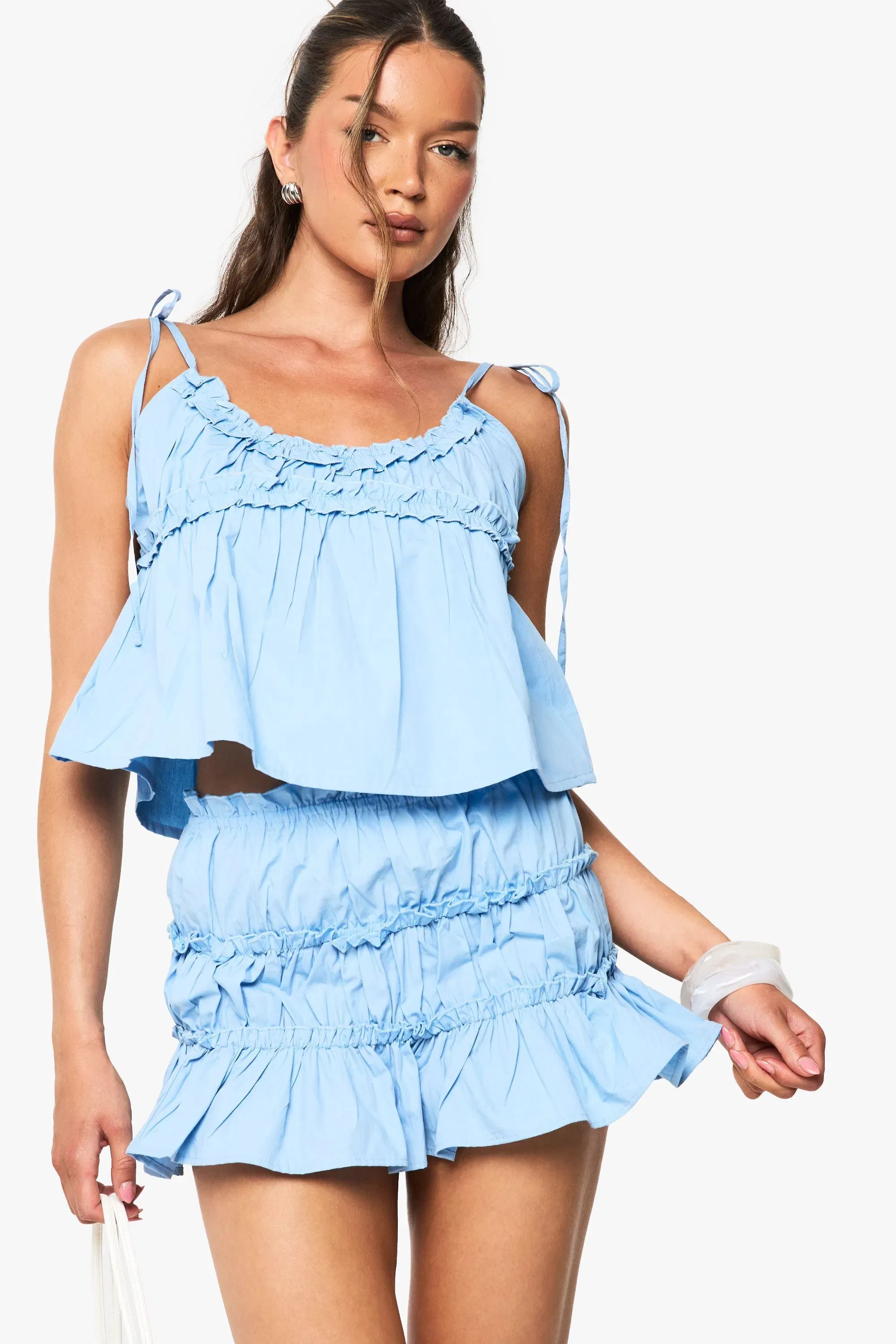 Cotton Poplin Tie Shoulder Cami Top