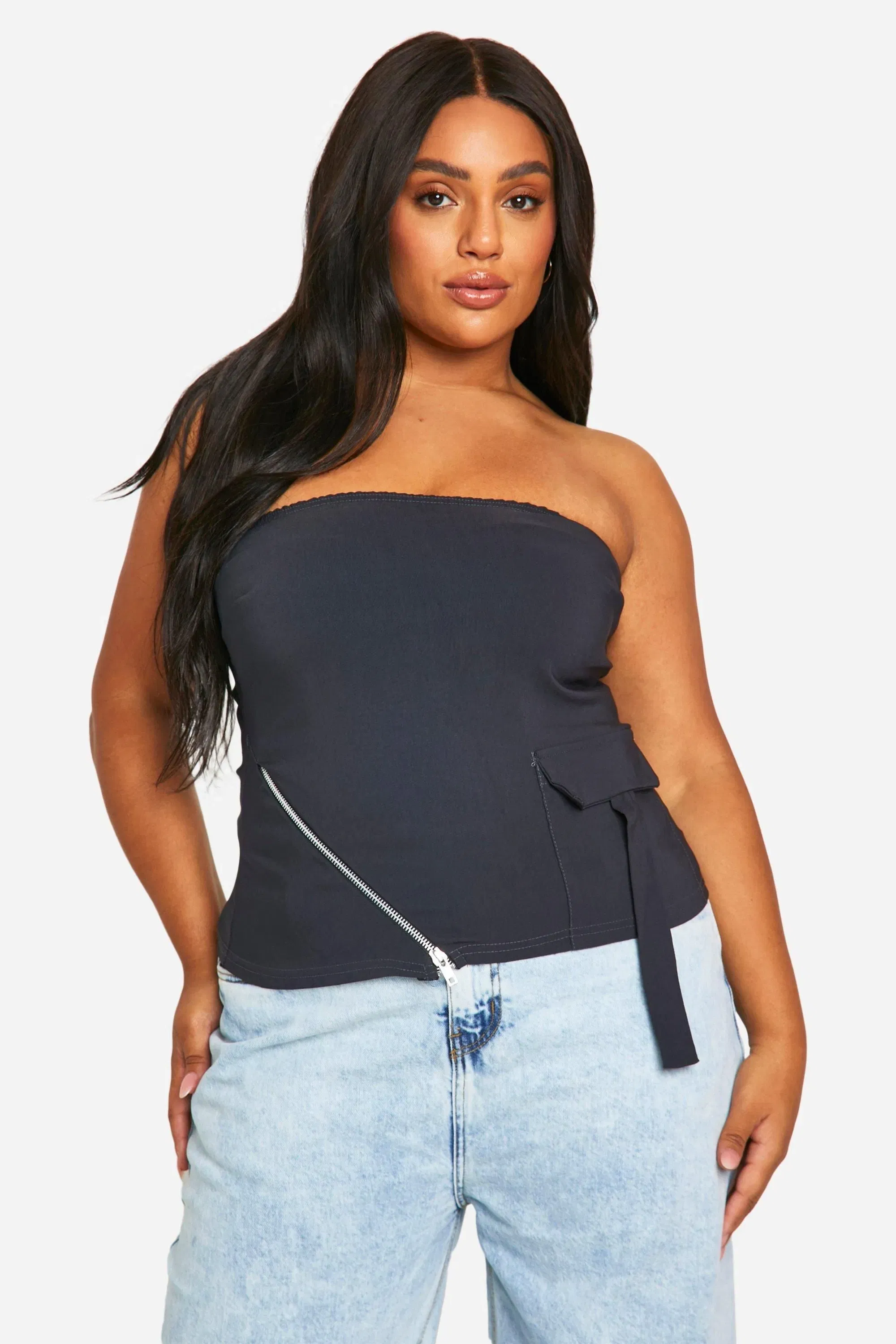Plus Bandeau Zip Side Top