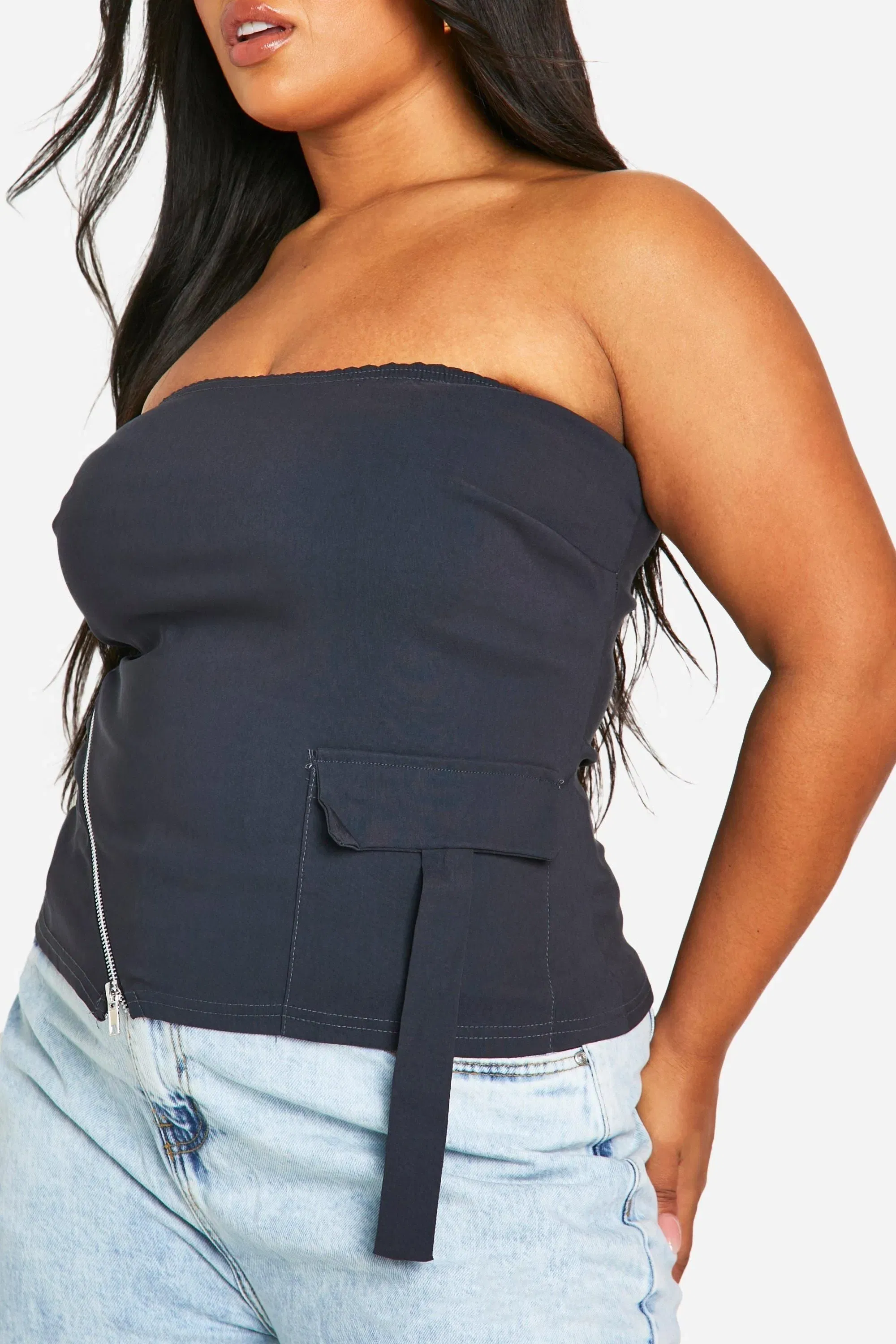 Plus Bandeau Zip Side Top