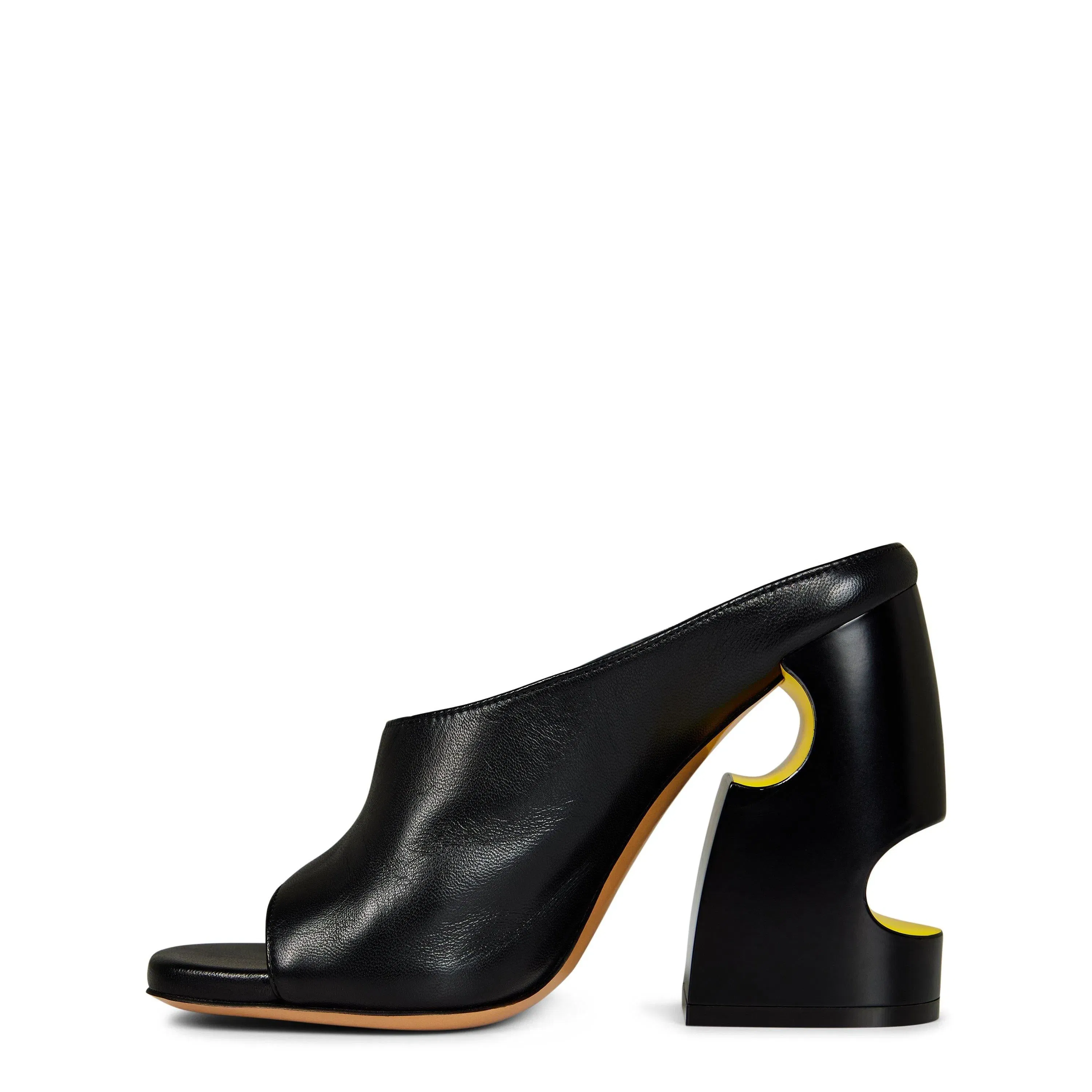 Meteor Leather Sculpted Heel Slip-On Heeled Mules