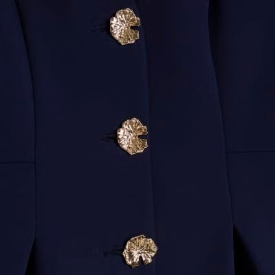 Navy Long Sleeve Pleated Jacket