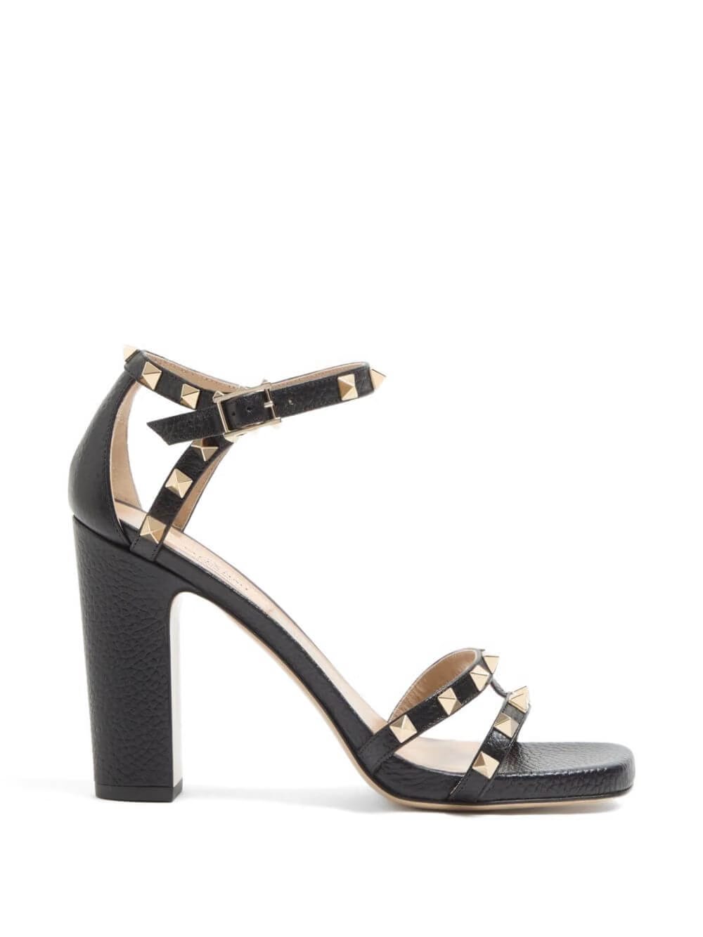 Rockstud sandals in elk print calfskin 100mm