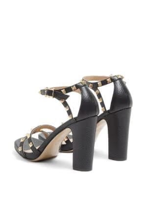Rockstud sandals in elk print calfskin 100mm