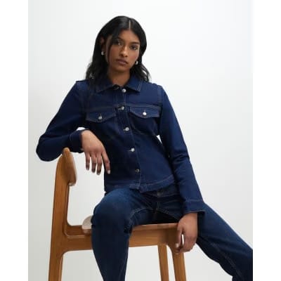 Blue Fitted Denim Jacket
