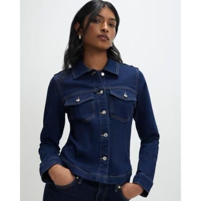 Blue Fitted Denim Jacket