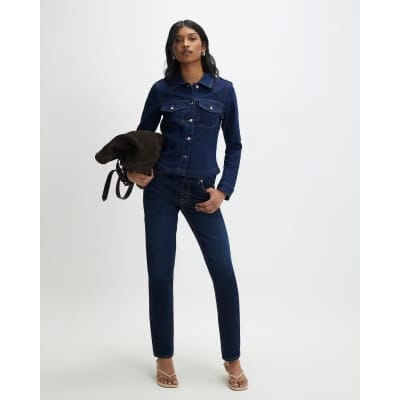 Blue Fitted Denim Jacket