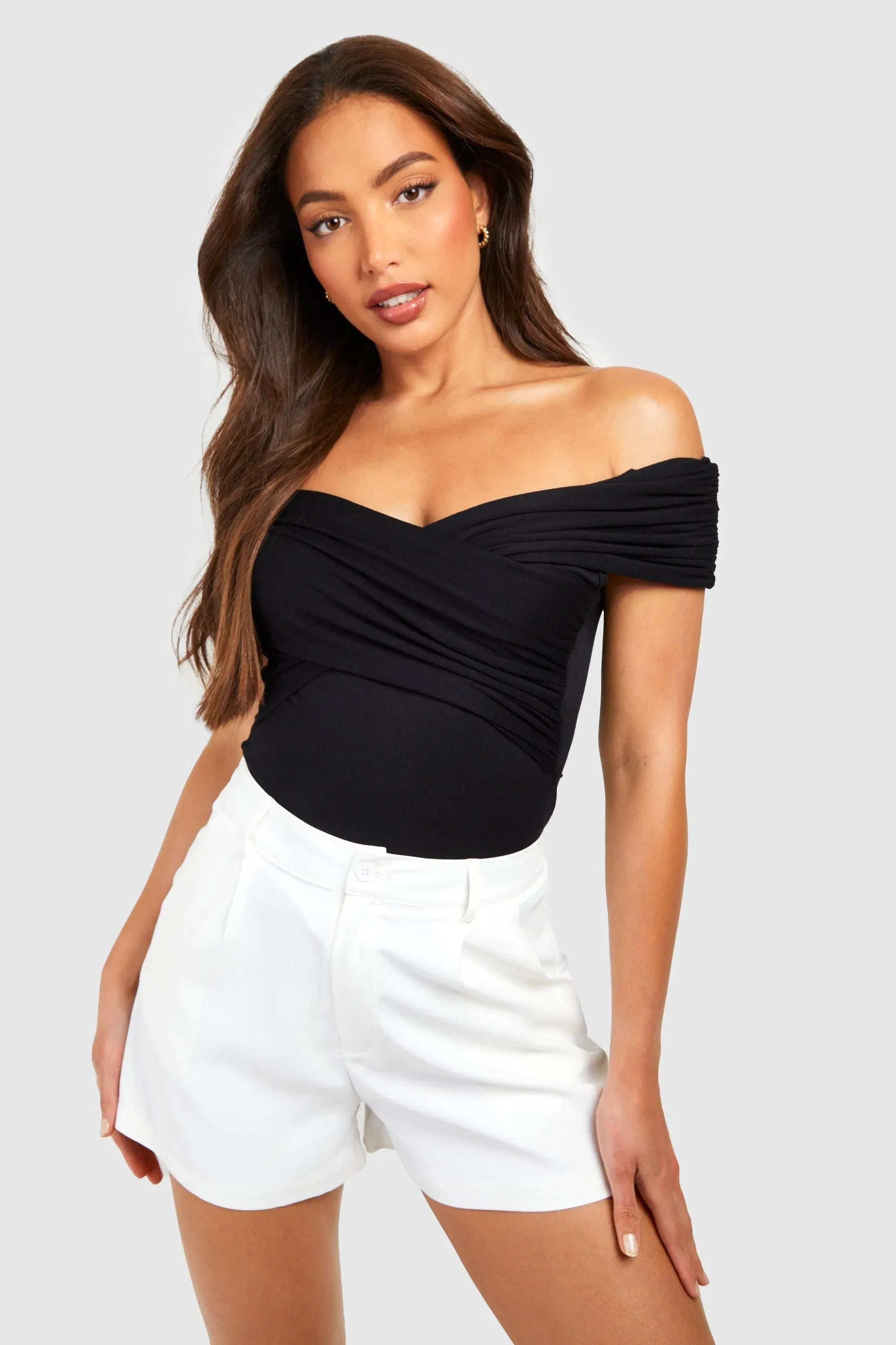 Tall Bardot Ruched Detail Bodysuit
