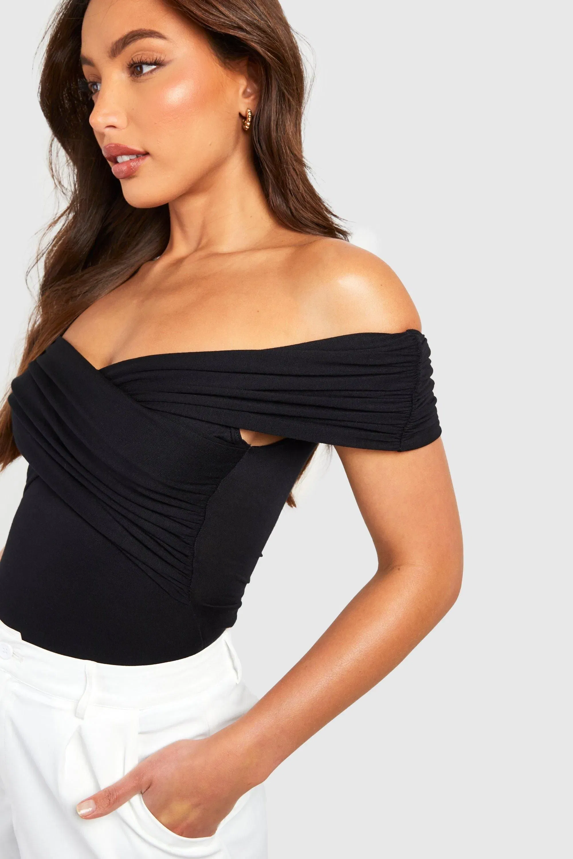Tall Bardot Ruched Detail Bodysuit