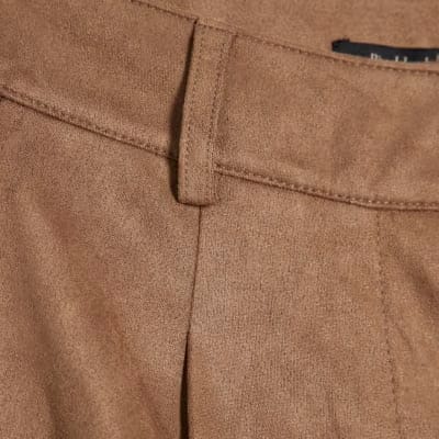 Beige Faux Suede Tailored Shorts