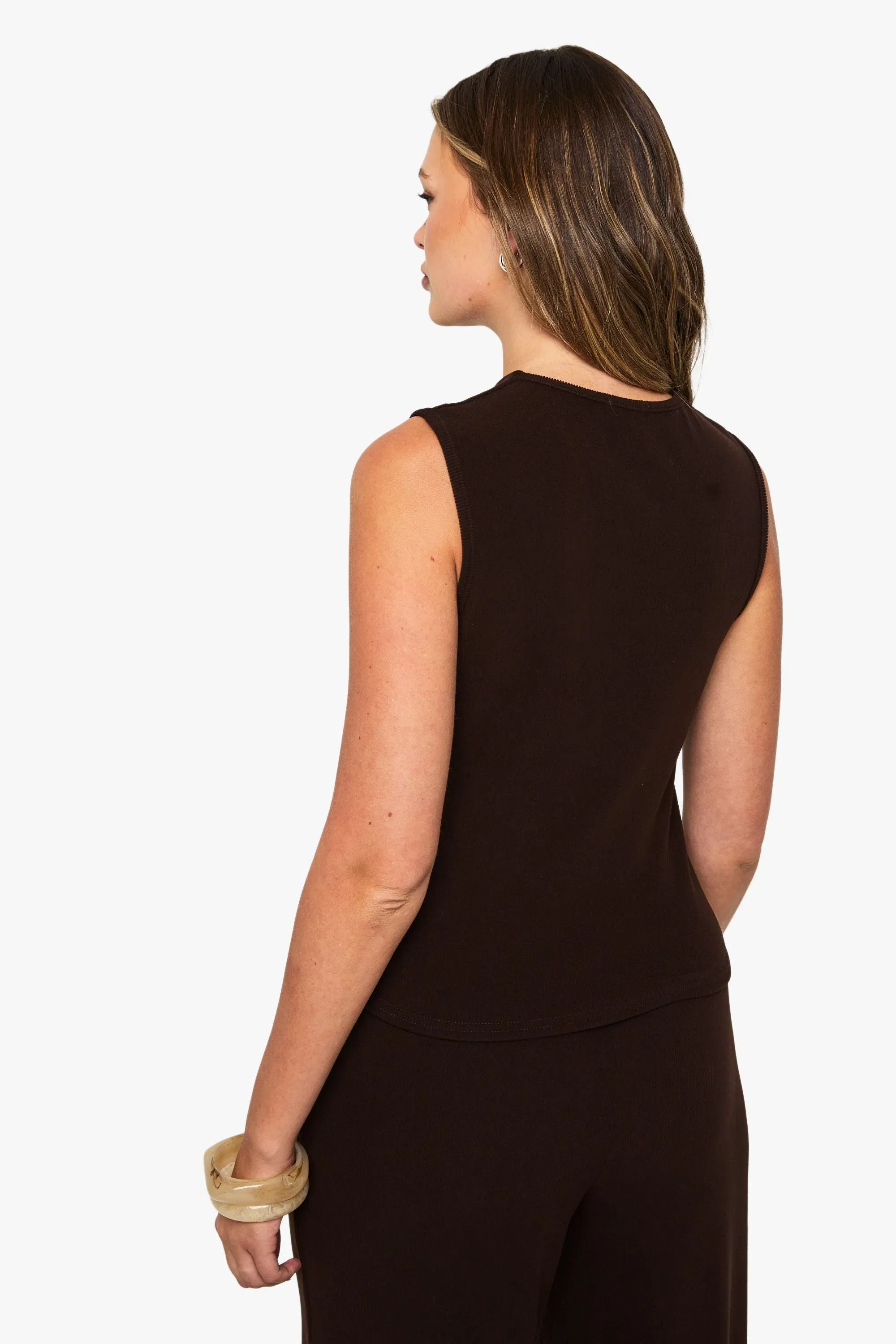 Brushed Micro Rib V Neck Button Through Waistcoat