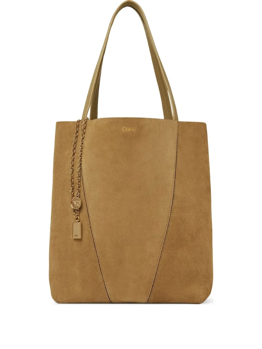 suede panel tote bag