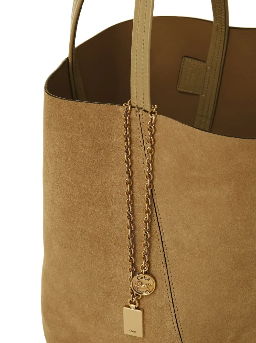 suede panel tote bag