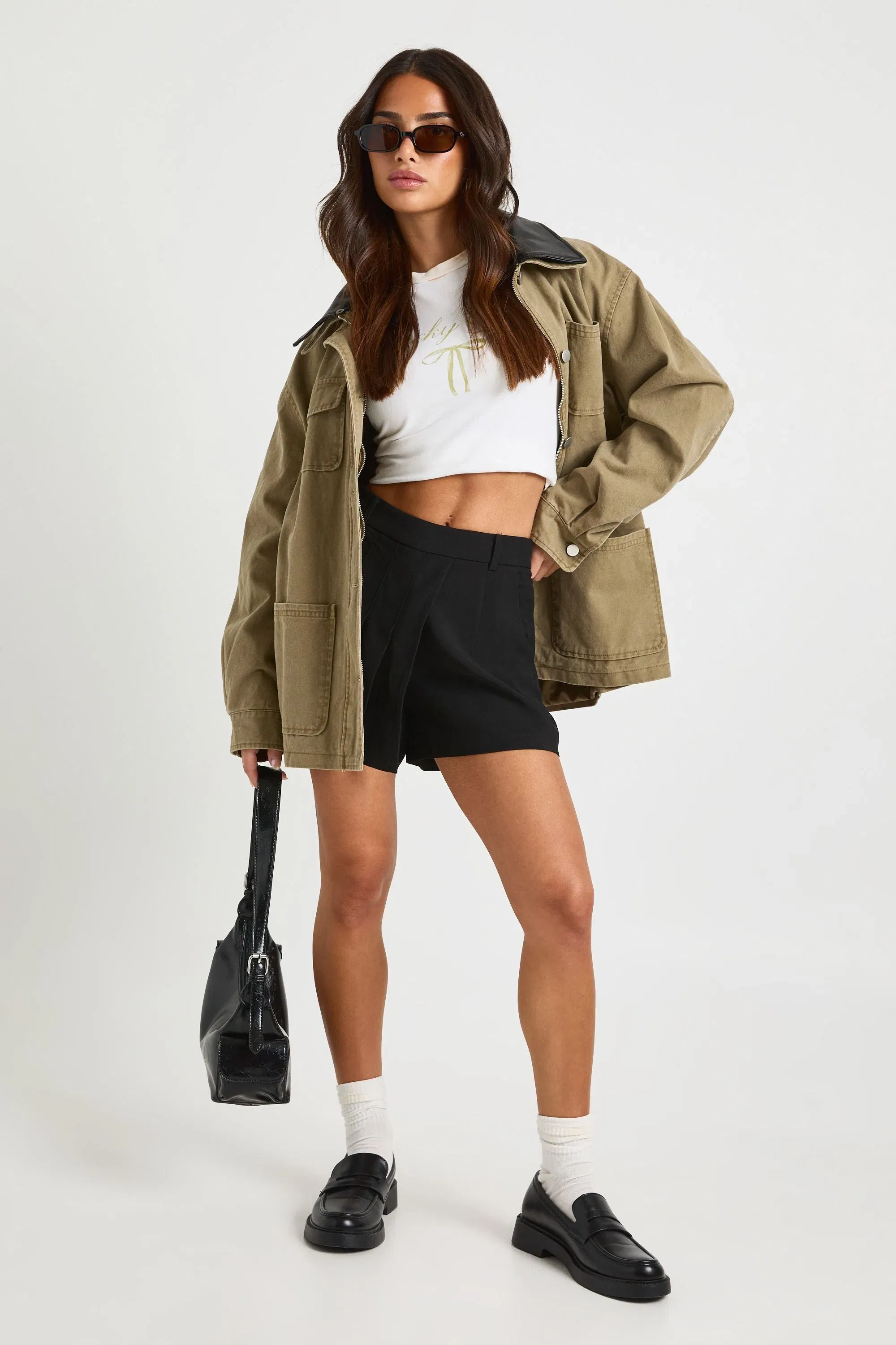 Petite Pleated Detail Mini Skort
