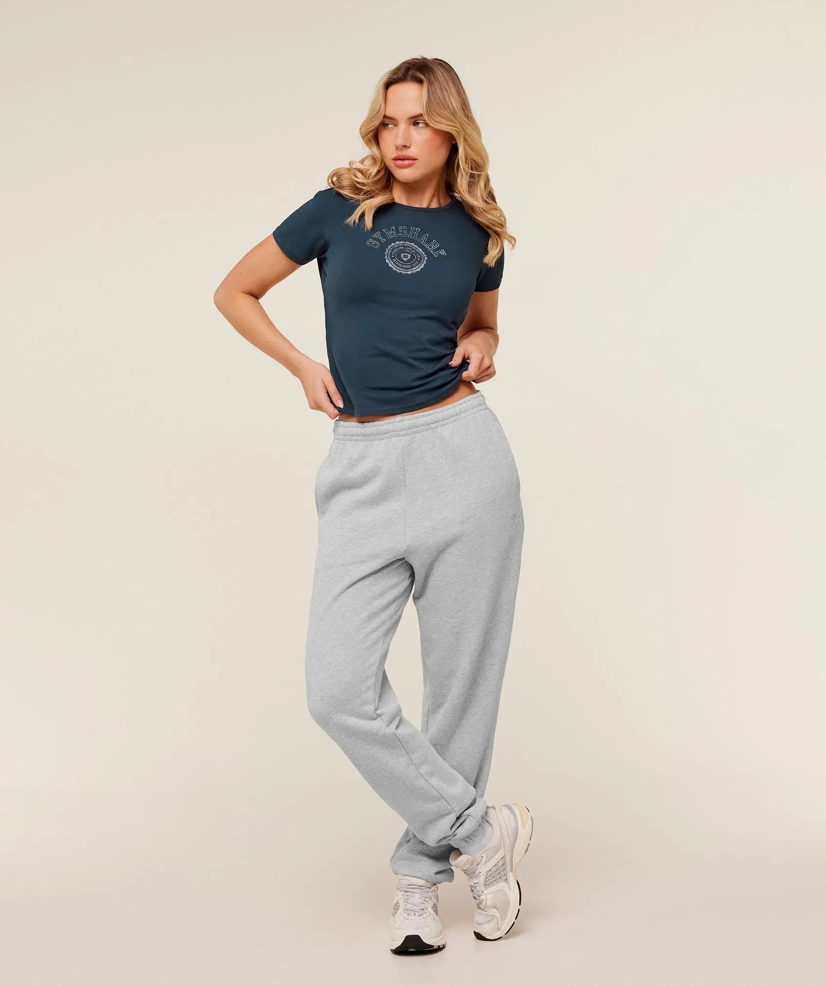 Gymshark Worn Crest Graphic Baby T-Shirt - GS Stealth Blue