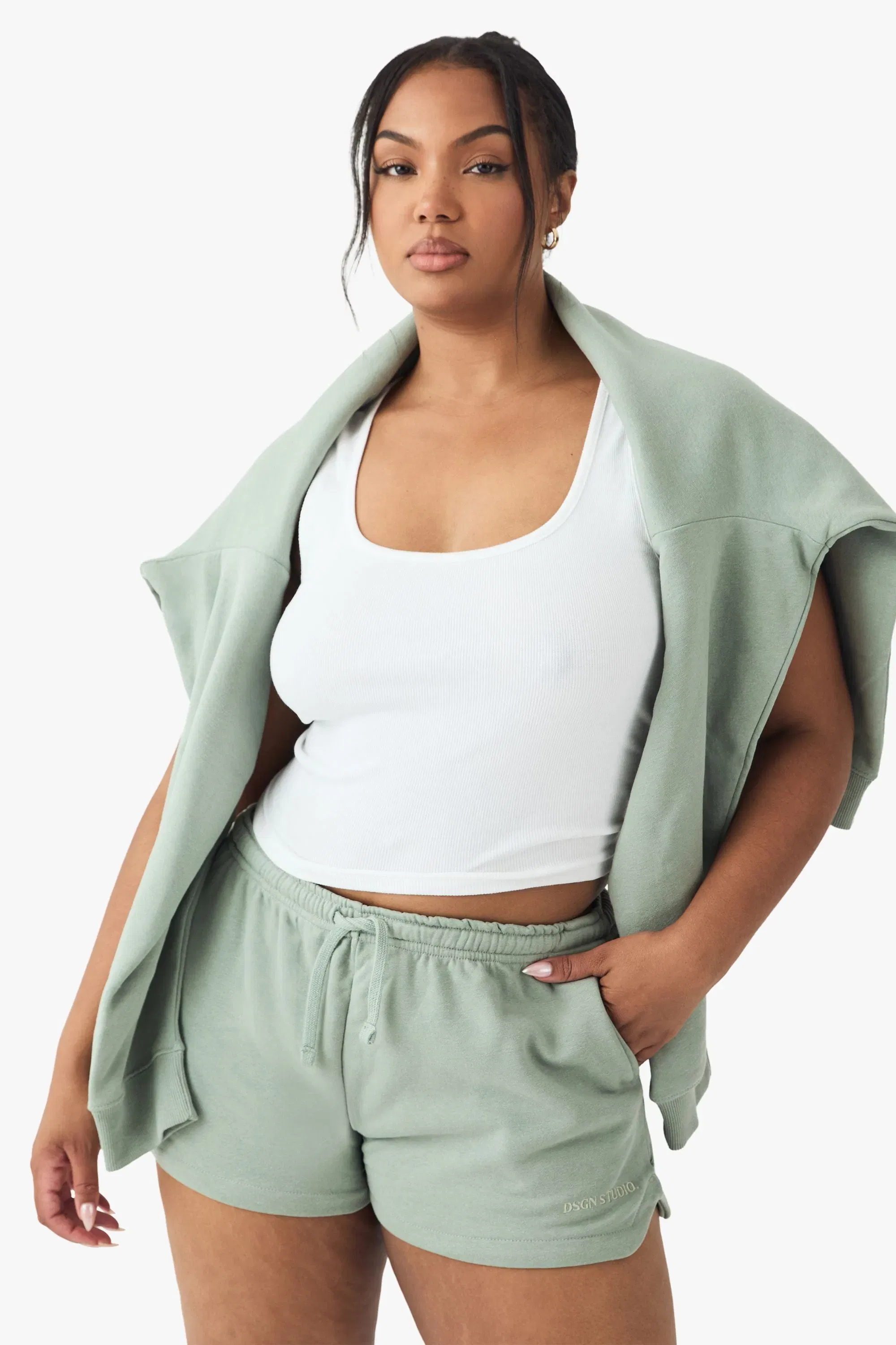 Plus DSGN Studio Embroidered Sweat Shorts