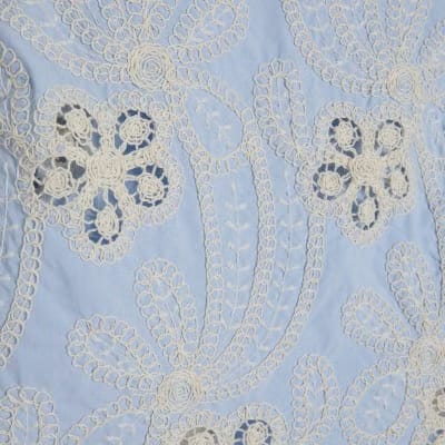 Blue Embroidered Crochet Top