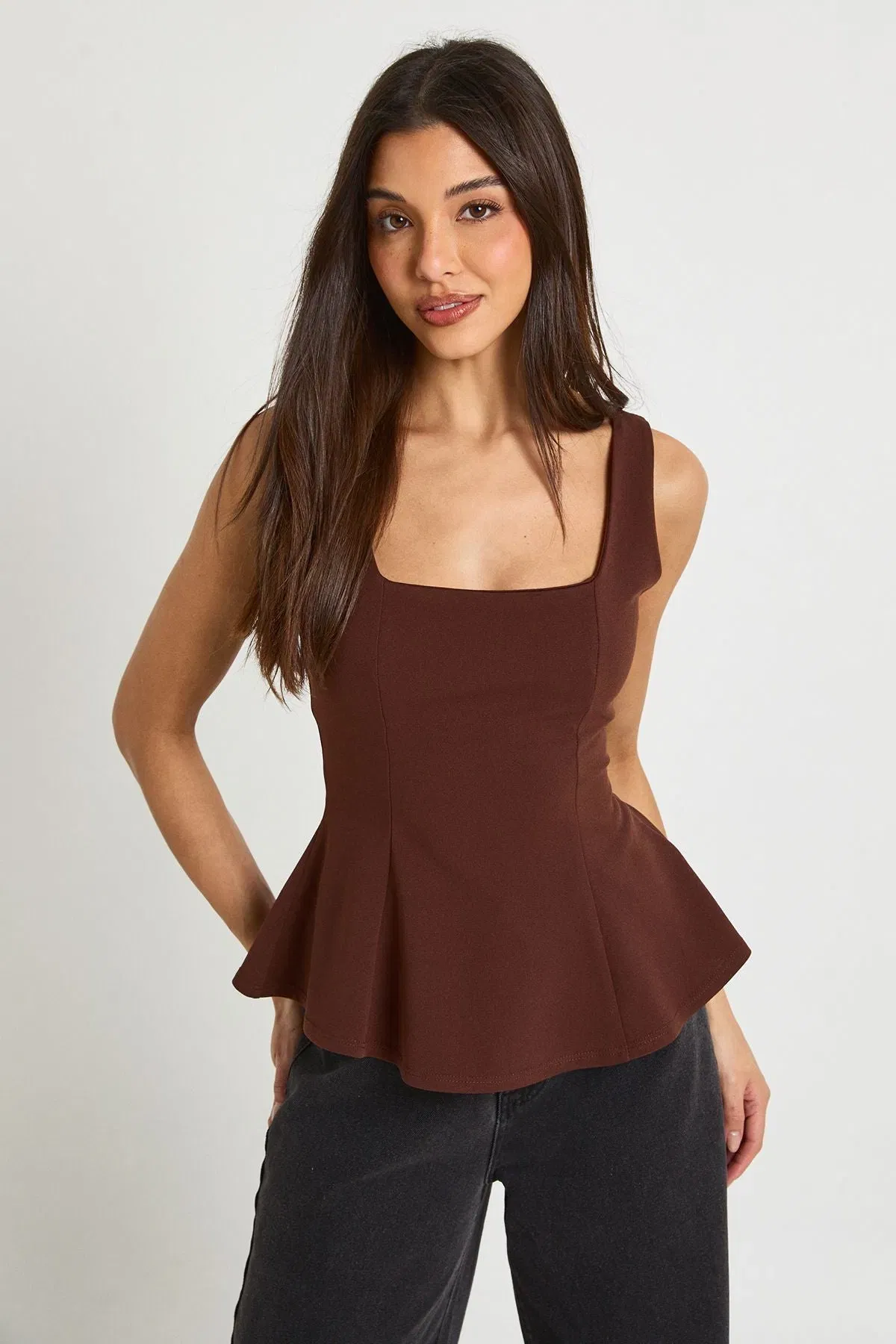 Scoop Neck Peplum Top