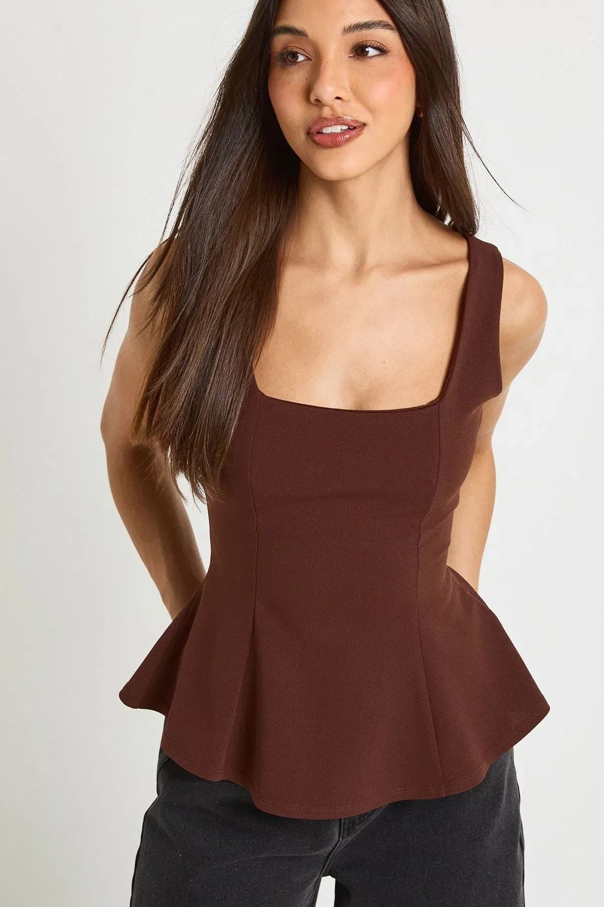 Scoop Neck Peplum Top