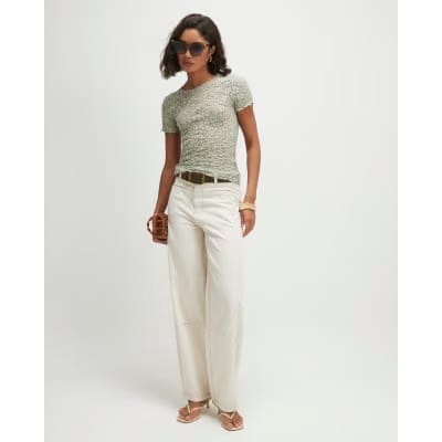 Green Short Sleeve Lace Top