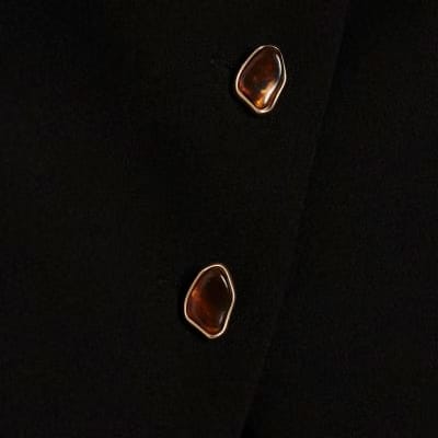 Black Collarless Asymmetric Waistcoat