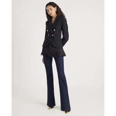 Black Double Breasted Military Blazer