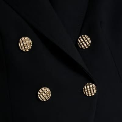 Black Double Breasted Military Blazer