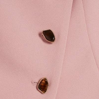 Pink Collarless Asymmetric Waistcoat