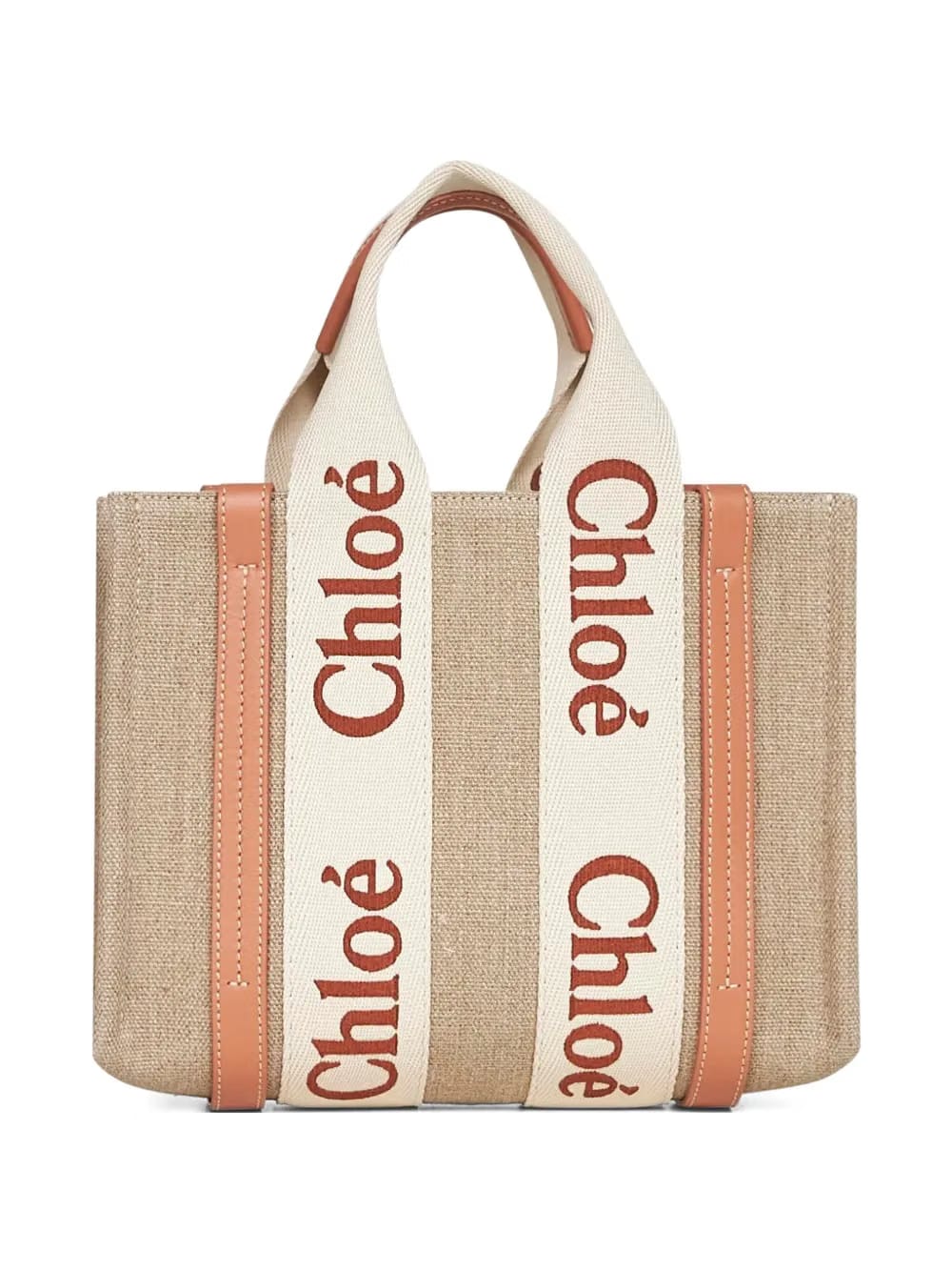 small Woody logo-detail linen tote bag