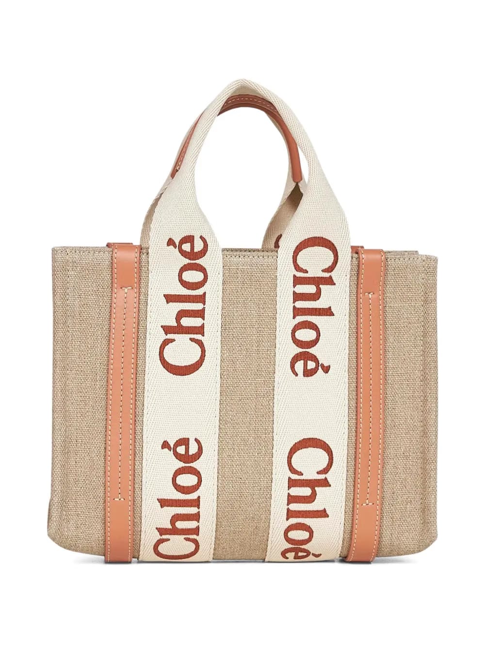 small Woody logo-detail linen tote bag