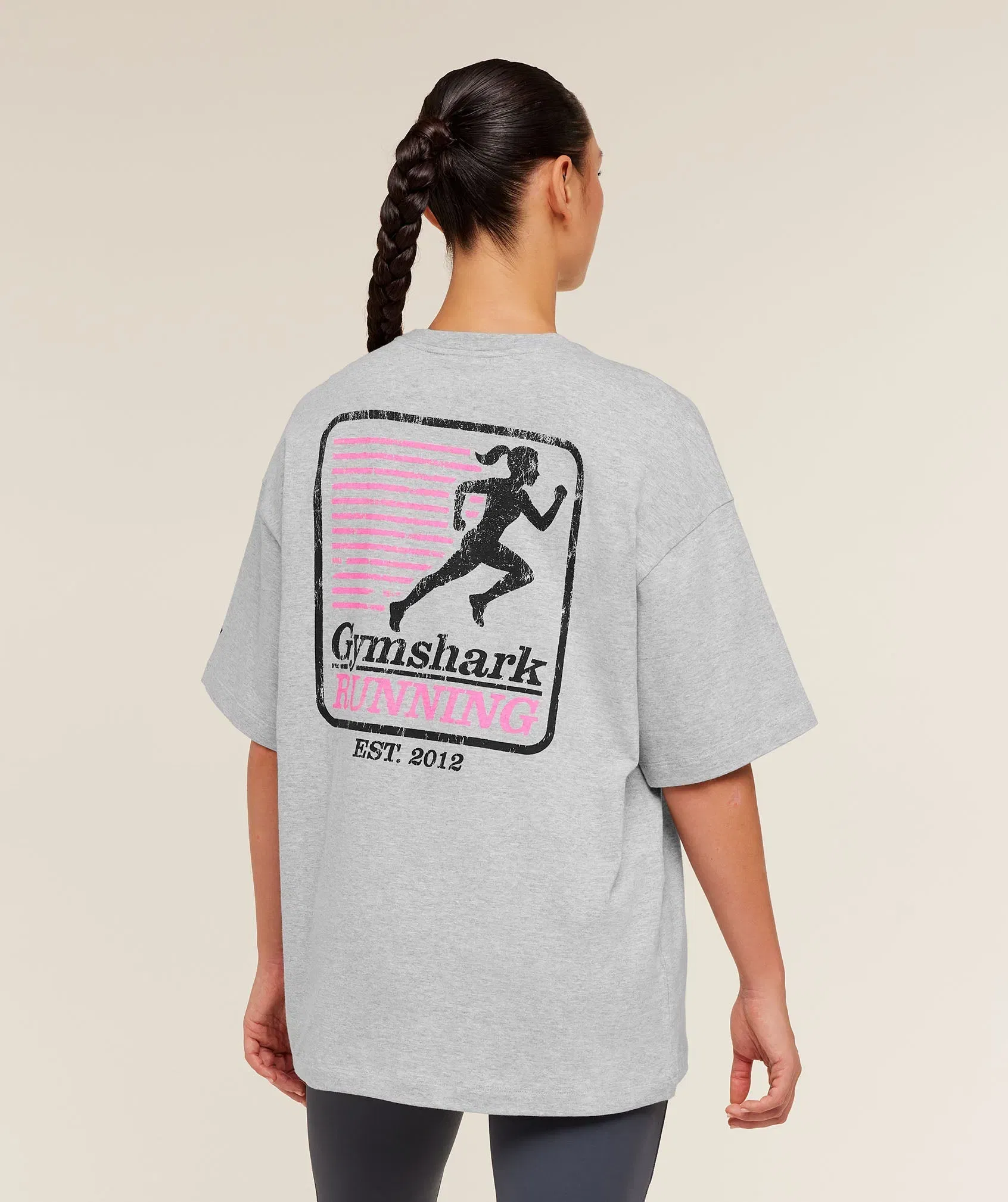 Gymshark Run Club Graphic Short Sleeve T-Shirt - Light Grey Core Marl