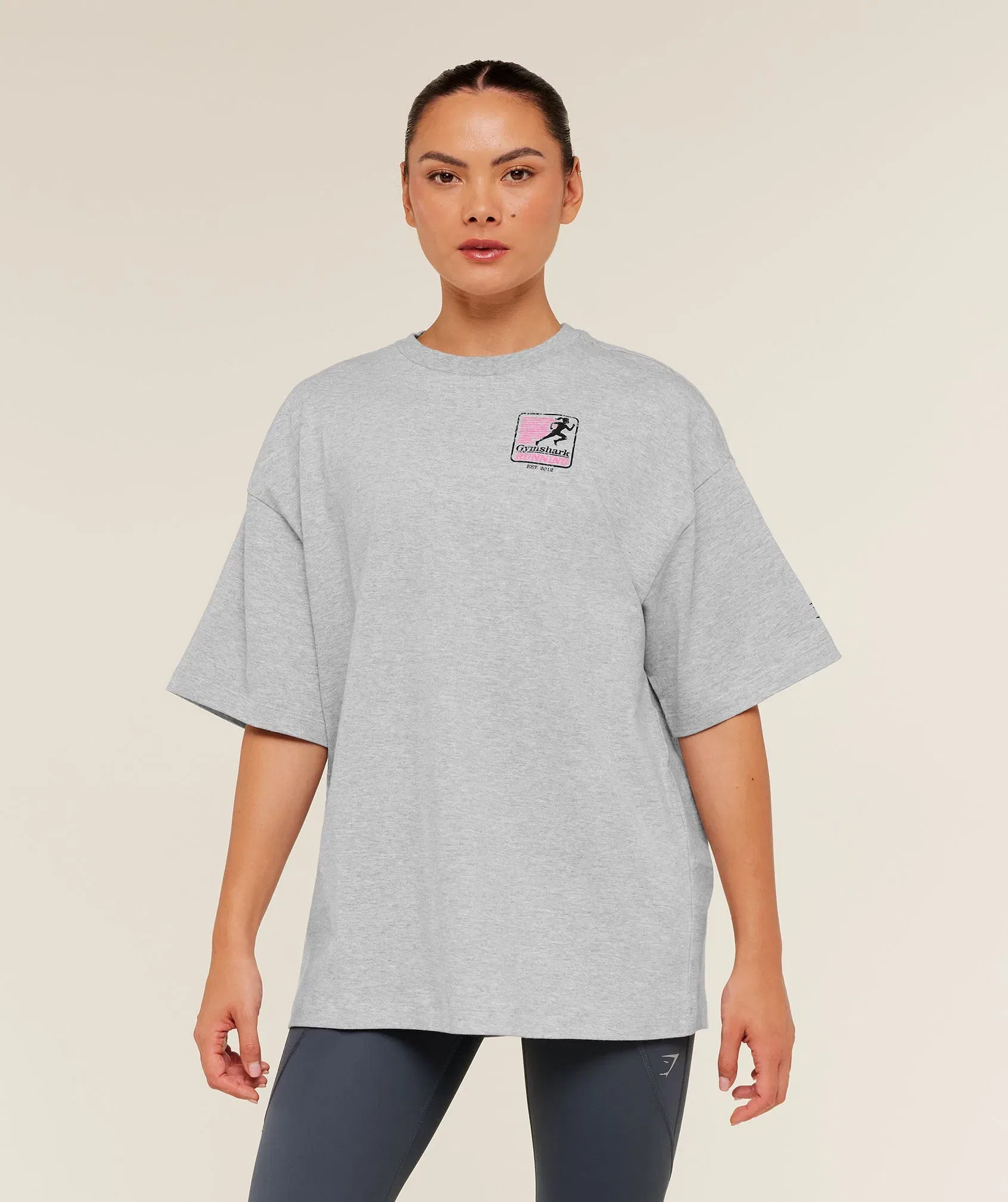 Gymshark Run Club Graphic Short Sleeve T-Shirt - Light Grey Core Marl